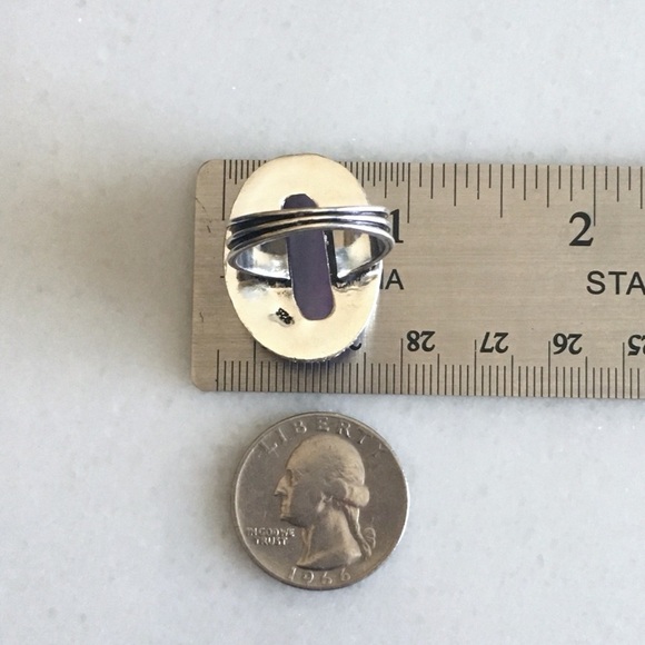 New Purple Botswana Agate Stone Silver Overlay Vintage Style Ring Size 7.75 - Picture 7 of 11